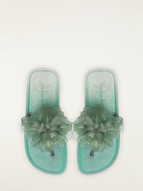 FARM RIO Green Flower Jelly Flat Sandal