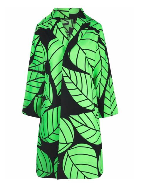 Comme Des Garçons Nylon Twill Leaf Pattern Long Coat