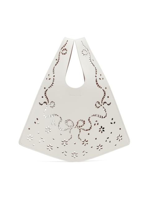 Simone Rocha Off-White Mini Lasercut Lace Shopper Tote