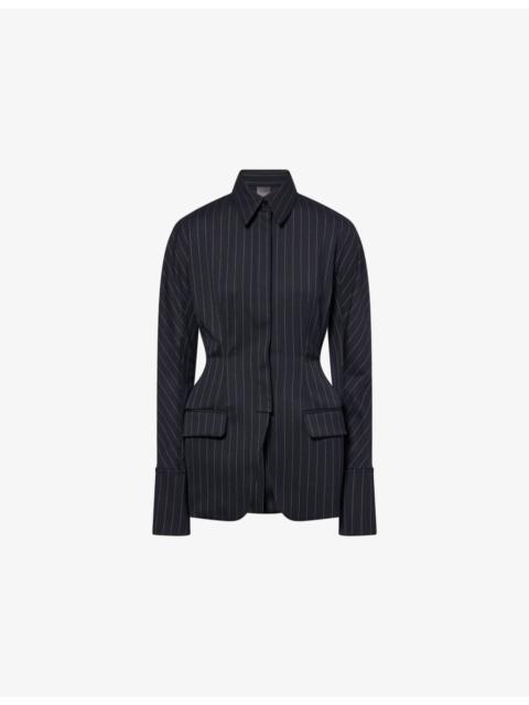 MUGLER Pinstripe Hourglass Wool-Blend Jacket