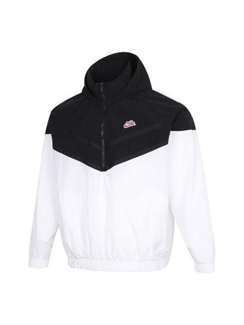 Nike Logo Print Hooded Jacket Black/White DA2493-010