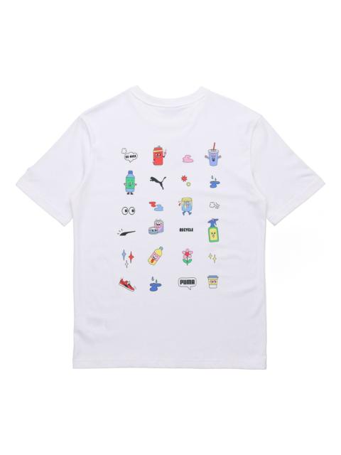 PUMA PUMA Sports Alphabet Printing Round Neck Short Sleeve White 531335-52