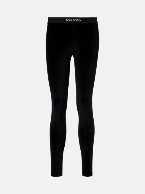 TOM FORD Logo velour leggings