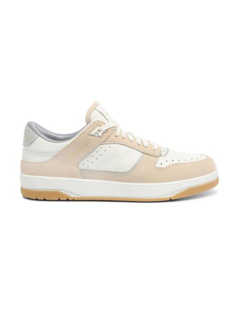 Santoni Men’s white and beige leather and nubuck Sneak-Air sneaker