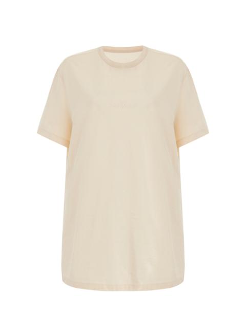 Embroidered Cotton T-Shirt ivory