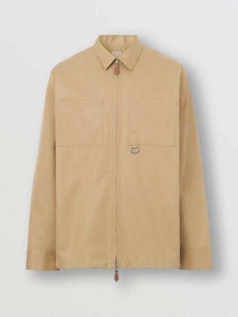 Burberry Embroidered Logo Cotton Gabardine Zip-front Shirt