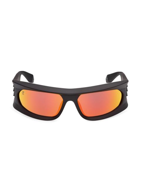 Christian Louboutin Men's 64MM Shield Sunglasses - Matte Black Flash Red