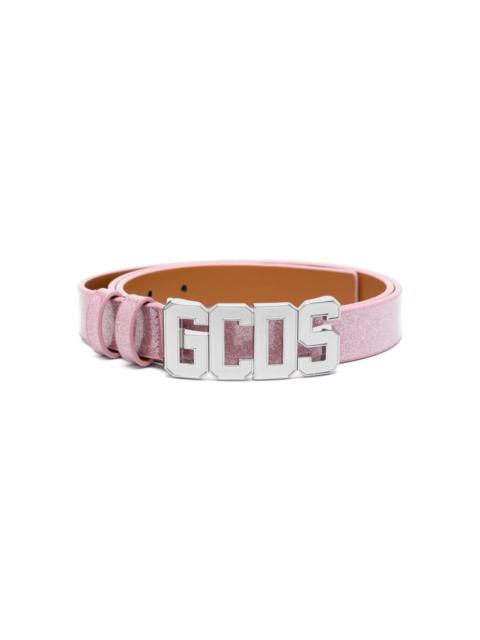 GCDS logo-buckle glitter belt