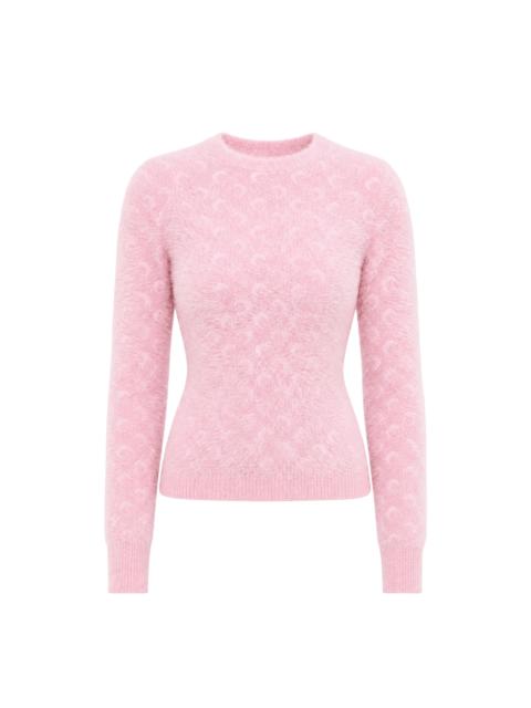Marine Serre FLUFFY MOON JACQUARD KNIT CREWNECK SWEATER