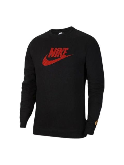 Nike Men's Nike Large Logo Printing Round Neck Long Sleeves Black DH1390-010