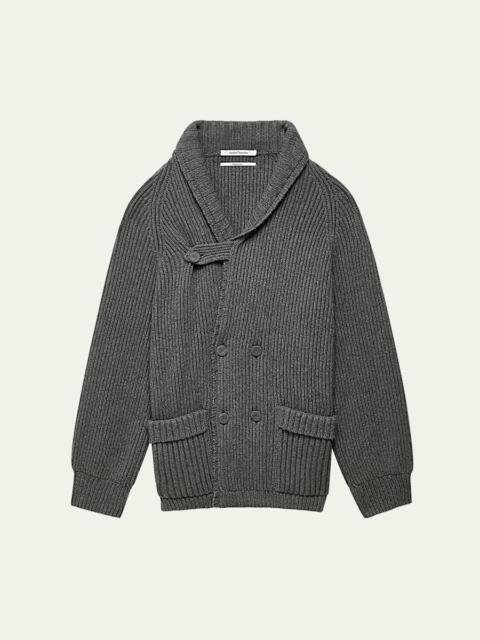 Another Tomorrow Ribbed Cashmere Wool Varsity Cardigan