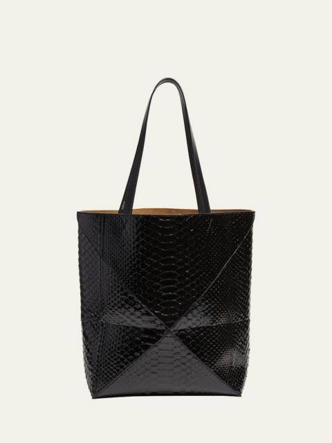 Loewe Puzzle Fold Large Patent Python-Embossed Tote Bag