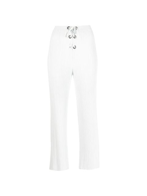 ribbed-knit eyelet lace-up trousers