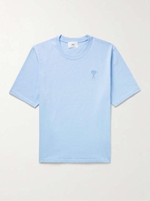 AMI Paris Logo-Embroidered Cotton-Jersey T-Shirt