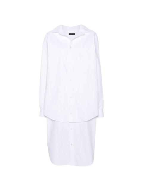 embroidered-logo layered shirt dress