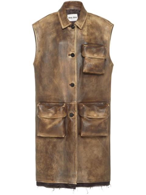 Miu Miu nappa leather long vest