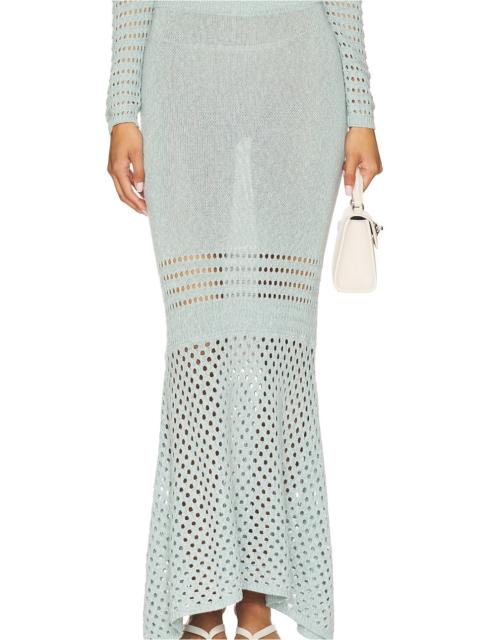 MATTHEW BRUCH Striped Mesh Handkerchief Midi Skirt