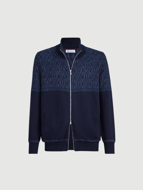 Brunello Cucinelli Cotton cardigan with jacquard cable shoulder