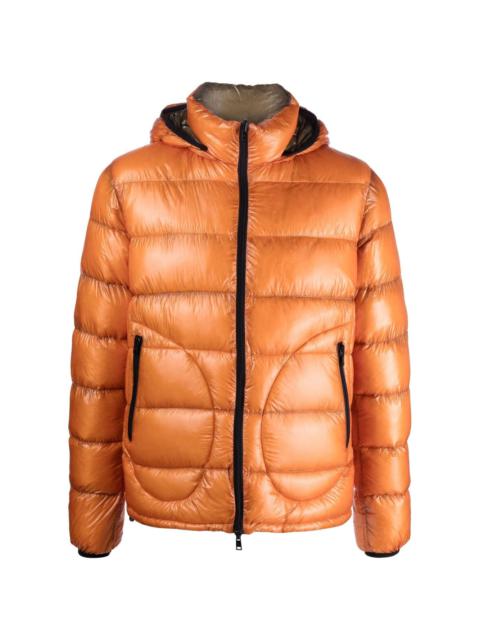 goose-down reversible hooded jacket