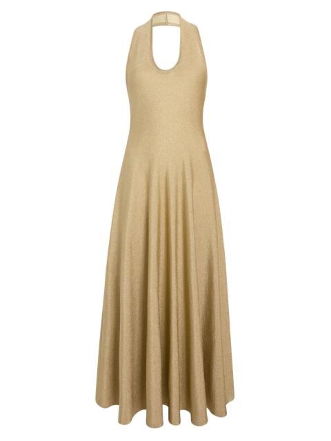 KHAITE Women's Melina Metallic Halter Cocktail Dress - Gold