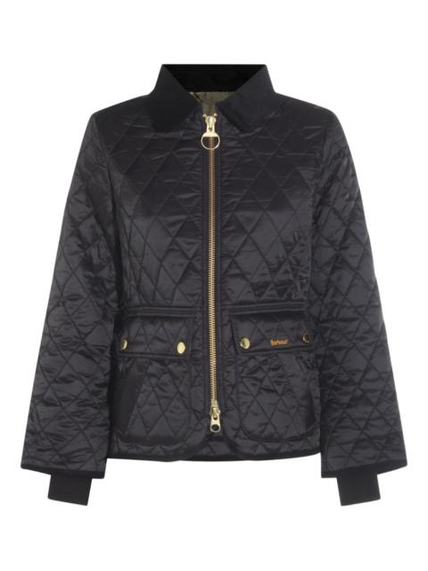 diamond-quilted zip-front coat