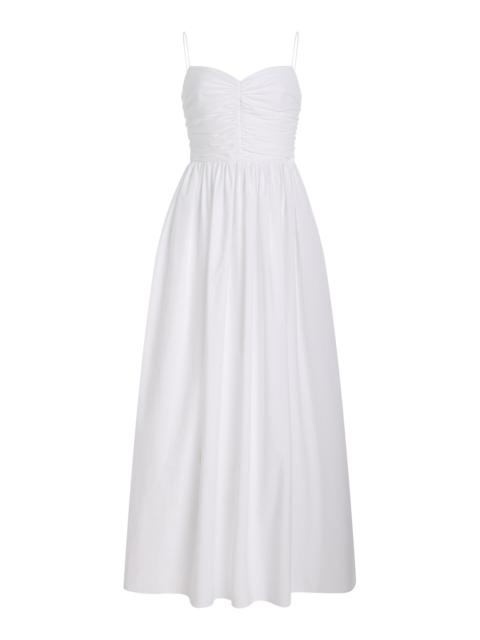MATTEAU Gathered Cotton Maxi Dress white