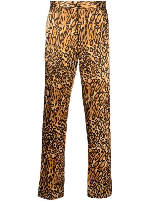 Moschino animal-print slim-cut trousers