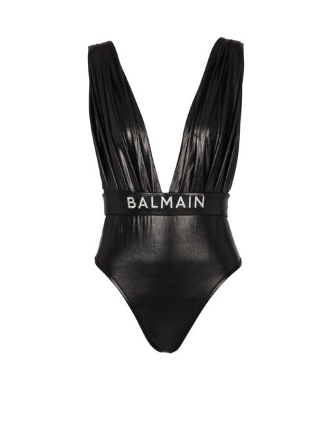 Balmain Draped one-piece swimsuit with belt