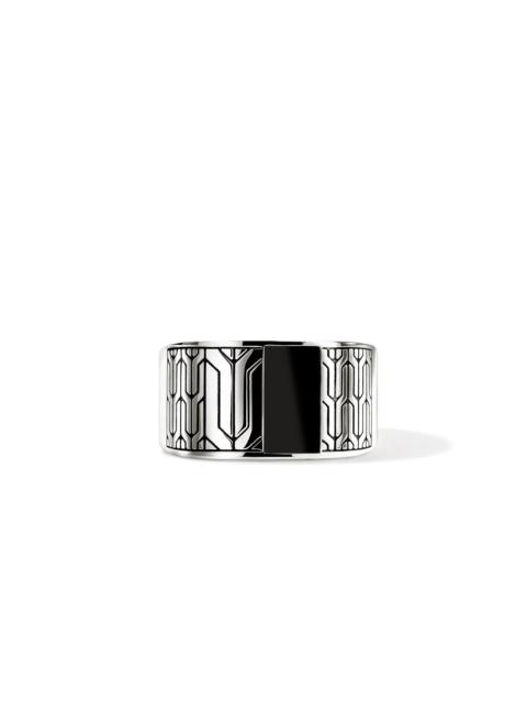Icon 50 Ring, Sterling Silver, Black Onyx