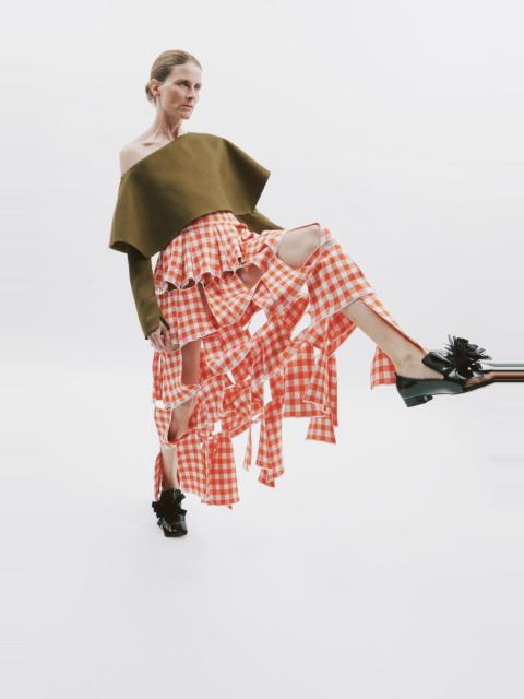 A.W.A.K.E. MODE KNITTED MULTI TRAPEZE SKIRT RED WHITE GINGHAM