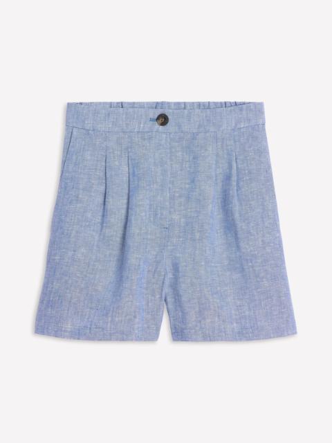 BODEN Dulwich Linen Shorts-Grey Blue Chambray