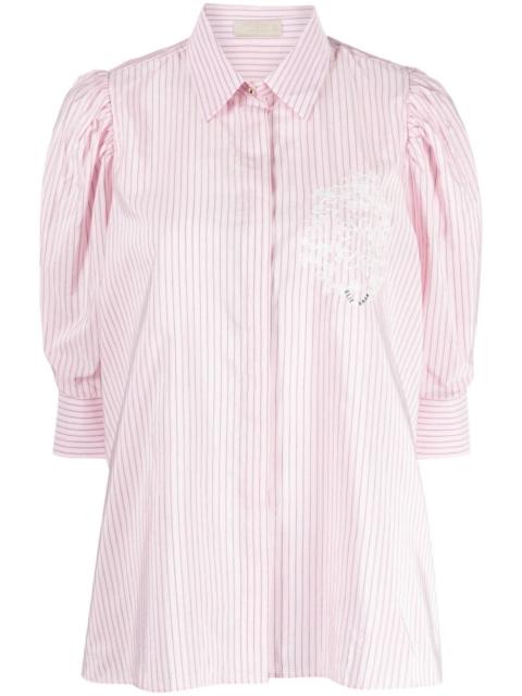 ELIE SAAB logo-embroidered pinstripe shirt