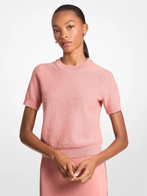 MICHAEL KORS Embellished Knit Short-Sleeve Sweater