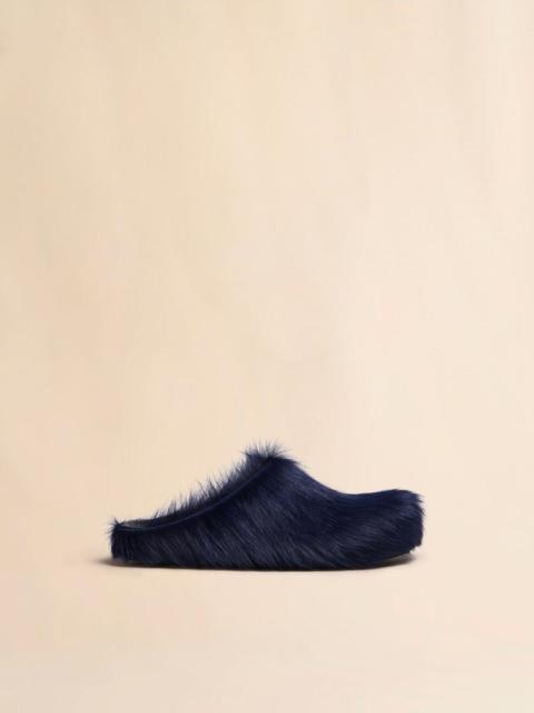 Marni BLUE LONG HAIR CALFSKIN FUSSBETT SABOT