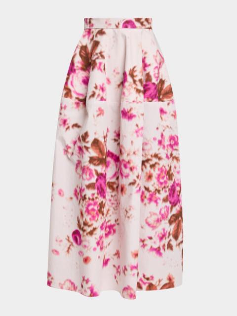 Erdem Floral-Print Cotton Midi Skirt