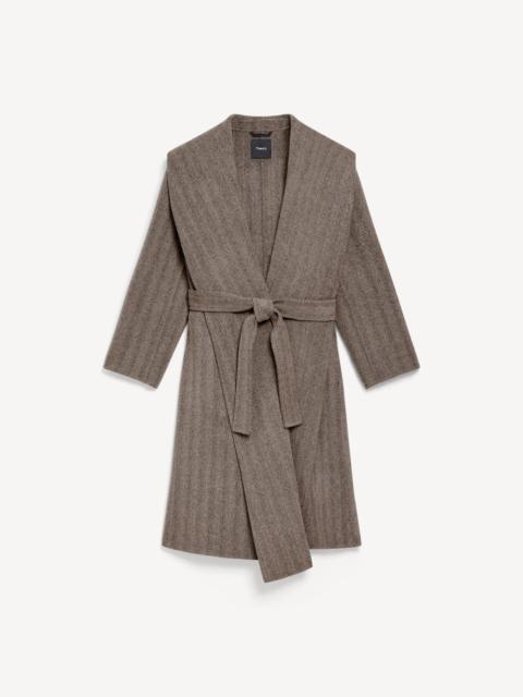 Theory Shawl Collar Coat in Herringbone Double-Face Wool-Cashmere