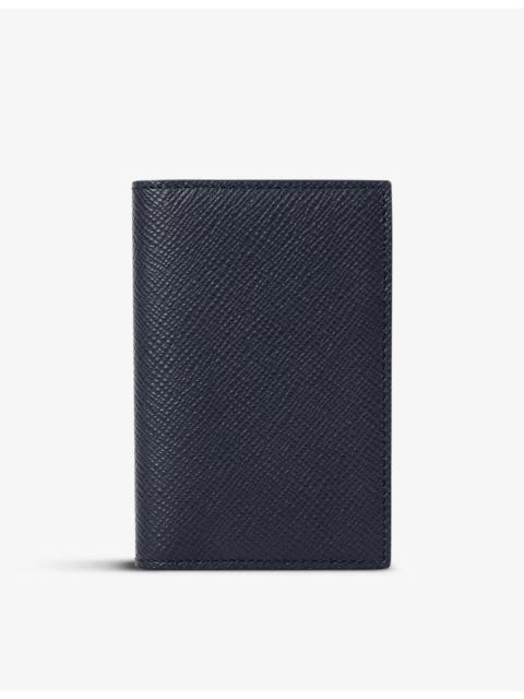 Smythson Panama six-card slot folded leather card holder