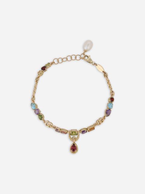 18kt yellow gold bracelet with mutlicolored fine gemstones