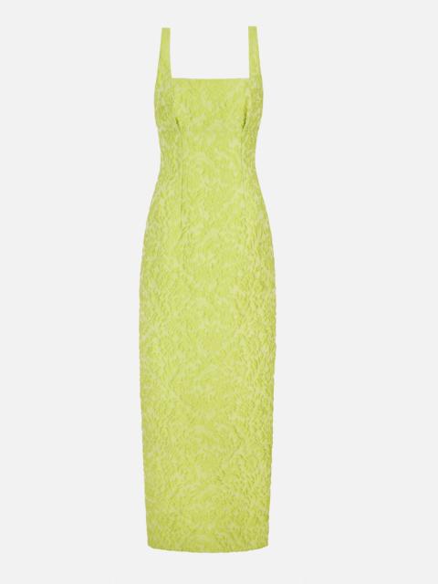 EMILIA WICKSTEAD Micheline Dress in Lime Embossed Cloque