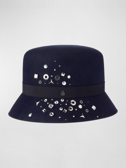 MAISON MICHEL Mini New Kendall Starlight Studded Felt Bucket Hat