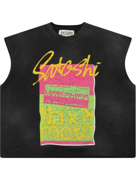 SATOSHI NAKAMOTO Worldwide Cut Off T-Shirt "Washed Black" SAT027