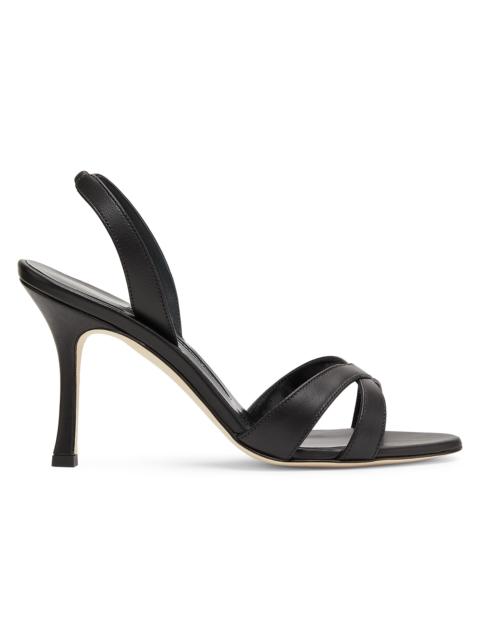 Manolo Blahnik Women's Callasli Leather Slingback Sandals - Black