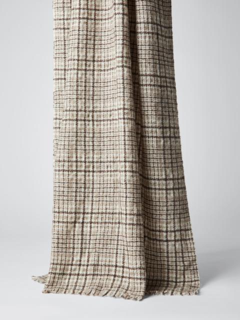 Sparkling cashmere and virgin wool checked scarf