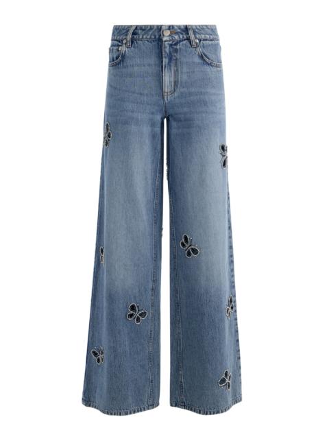 Alice + Olivia AMAZING EMBELLISHED CUTOUT JEAN