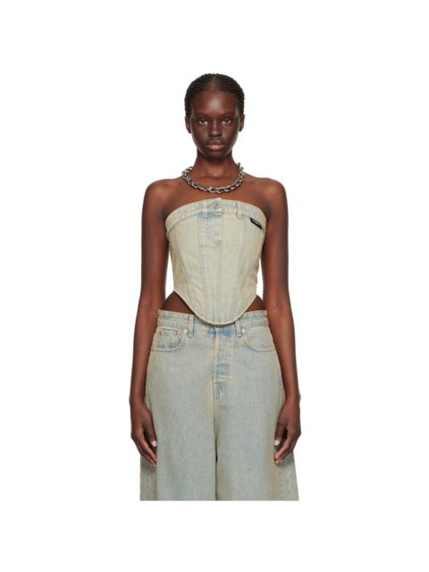 VETEMENTS Beige Paneled Denim Tank Top