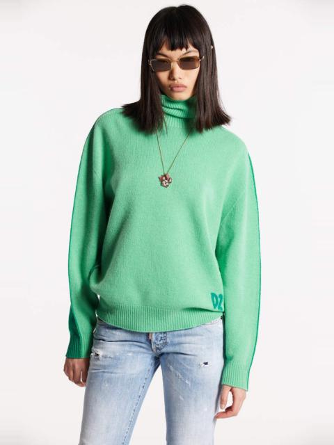 CONTRAST COLOR TURTLENECK KNIT