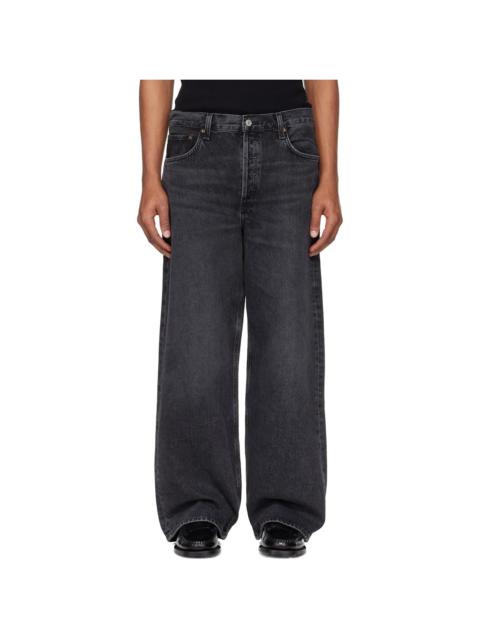 AGOLDE Black Low Slung Baggy Jeans