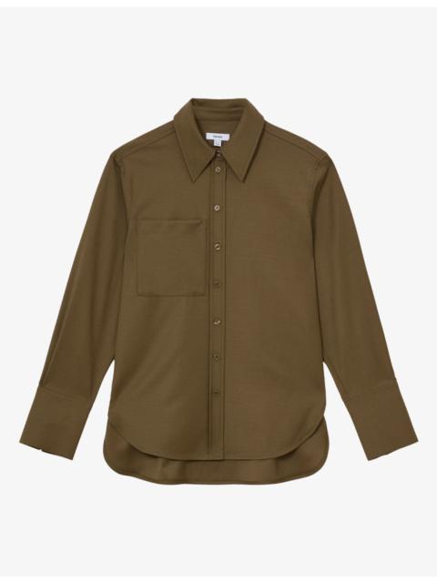REISS Adie Patch-Pocket Stretch-Wool Shirt