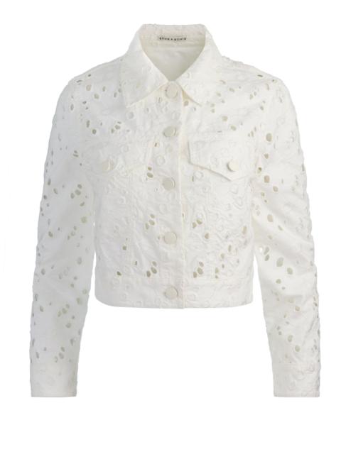 Alice + Olivia CHLOE LASER-CUT DENIM JACKET