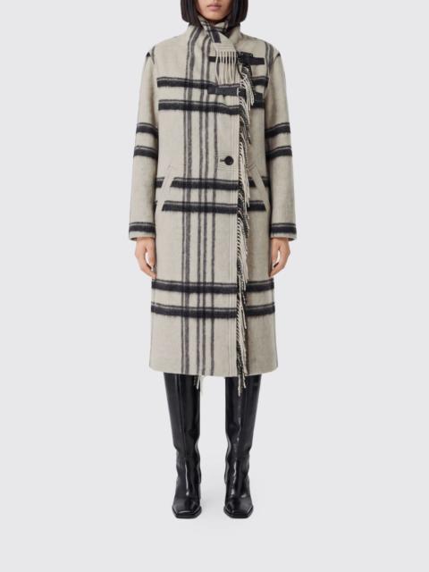 Isabel Marant Étoile ISABEL MARANT ETOILE Single-Breasted Check Wool-Blend Coat with Fringes